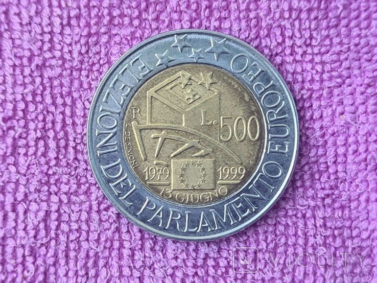 Италия, 500 лиры 1999 биметал, фото №2
