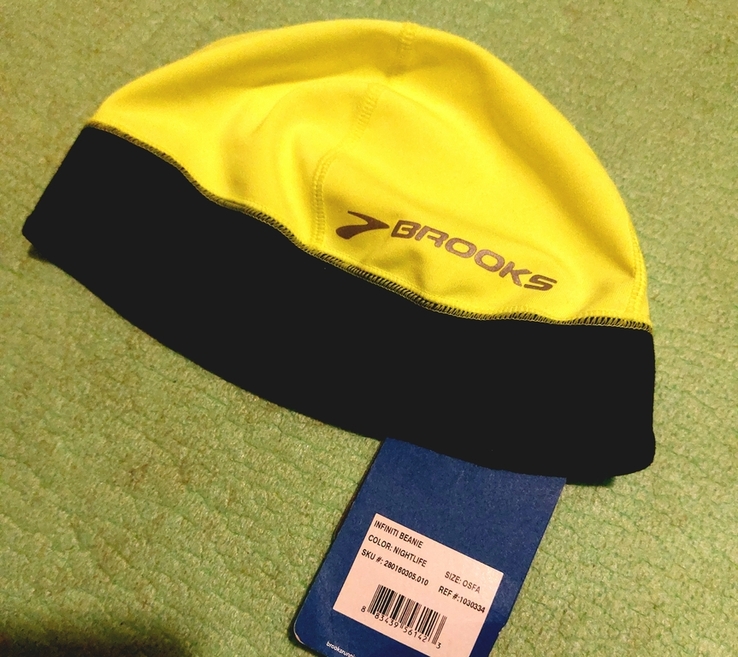 Неоновий жовто-чорний капелюх для бігу NWT Brooks, photo number 3