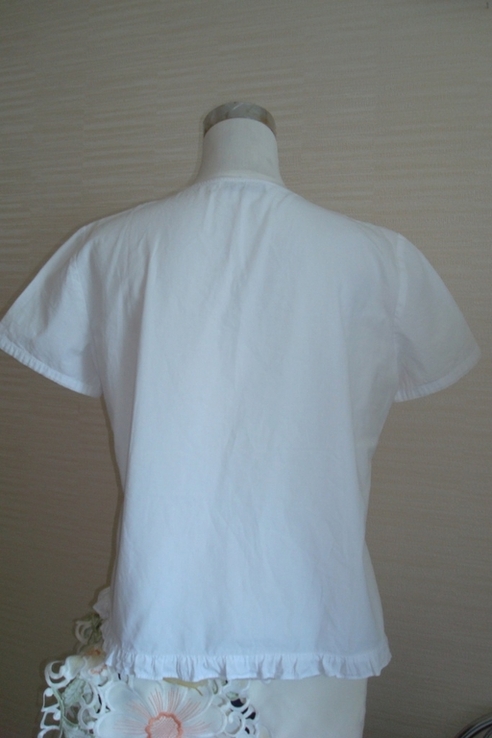 Gerry Weber красивая женская блузка хлопок белая по низу волан, фото №5