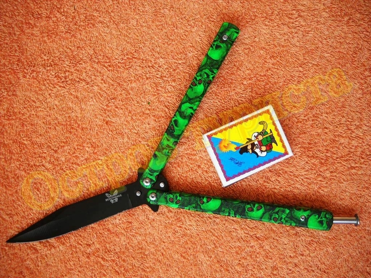Нож-балисонг Bench Scull Green (нож-бабочка), фото №6