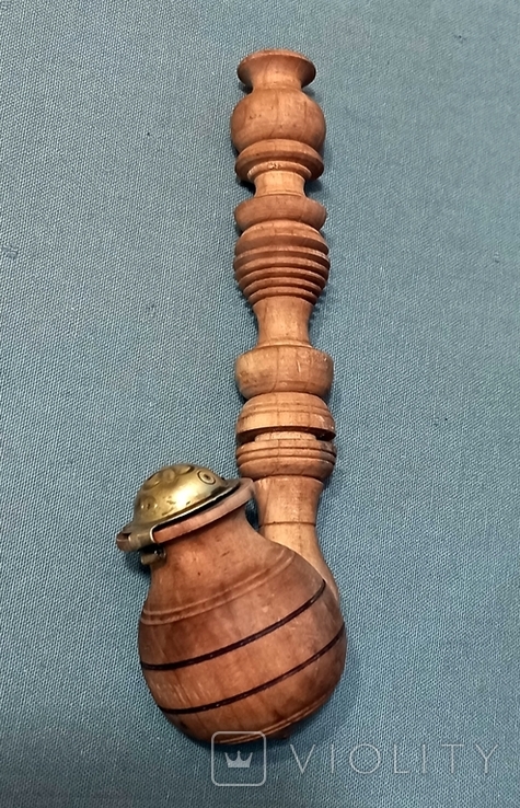 Smoking pipe, carved wood, brass, photo number 2
