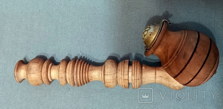 Smoking pipe, carved wood, brass, photo number 4