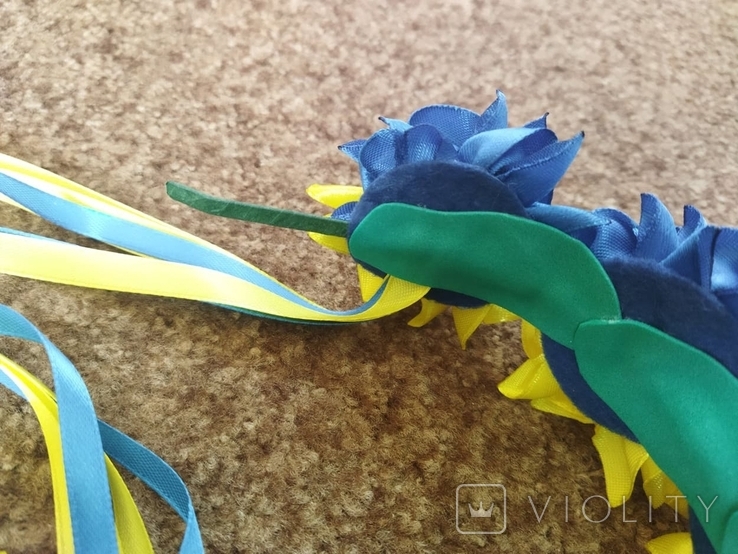 Квітковий синьо-жовтий віночок Handmade, фото №7