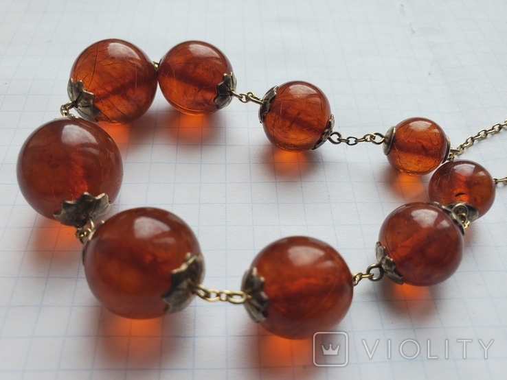 Amber necklace in silver 875, amber pendant in silver 875, USSR., photo number 10