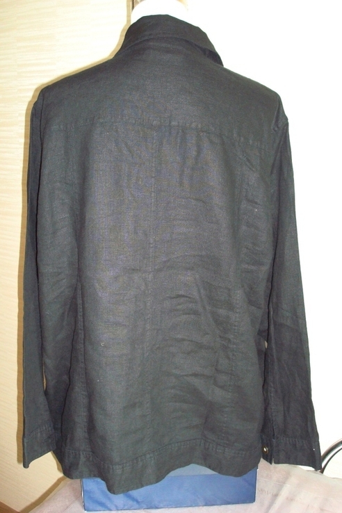 Ulla popken пог 66 100 % льняная легкая куртка/жакет лен батал черный 16/18, фото №7