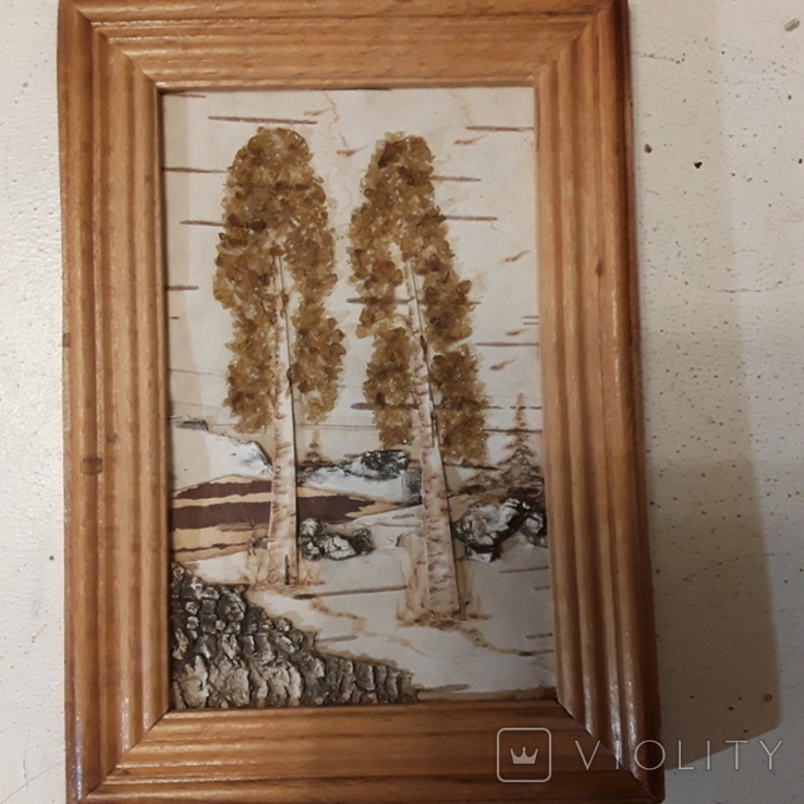 The painting "Two birches" is handmade from birch bark., photo number 2