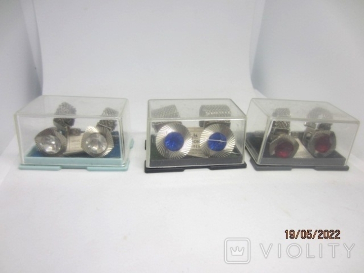 Metal cufflinks "Effect" with a check, in the original packaging, USSR, photo number 2