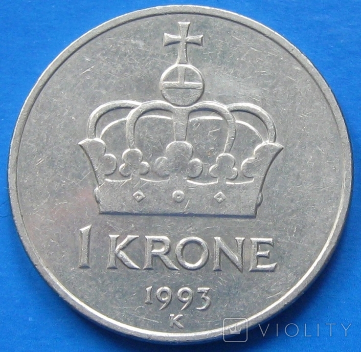 Норвегия 1 крона 1993, фото №2