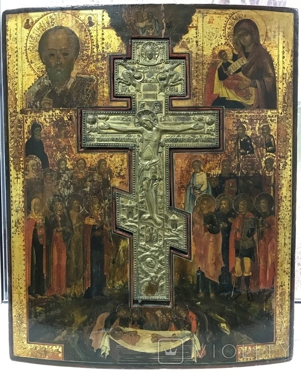 Икона с бронзовым Крестом. XIХ век., фото №2