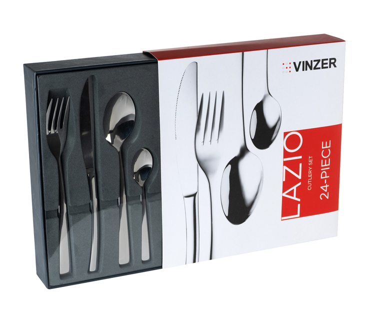 Набор столовых приборов Vinzer Lazio 24 предмета вилки ножи ложки, фото №2