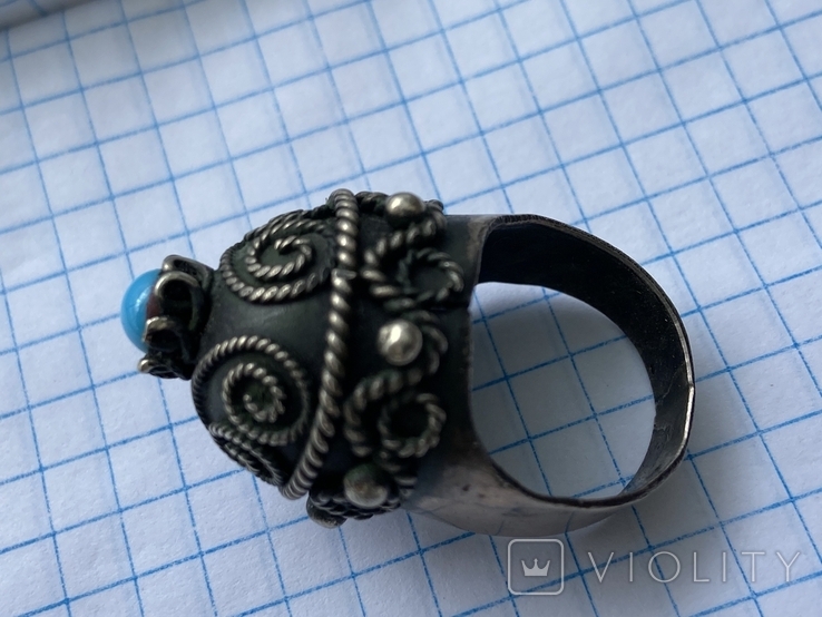 Перстень кольцо с бирюзой, фото №6