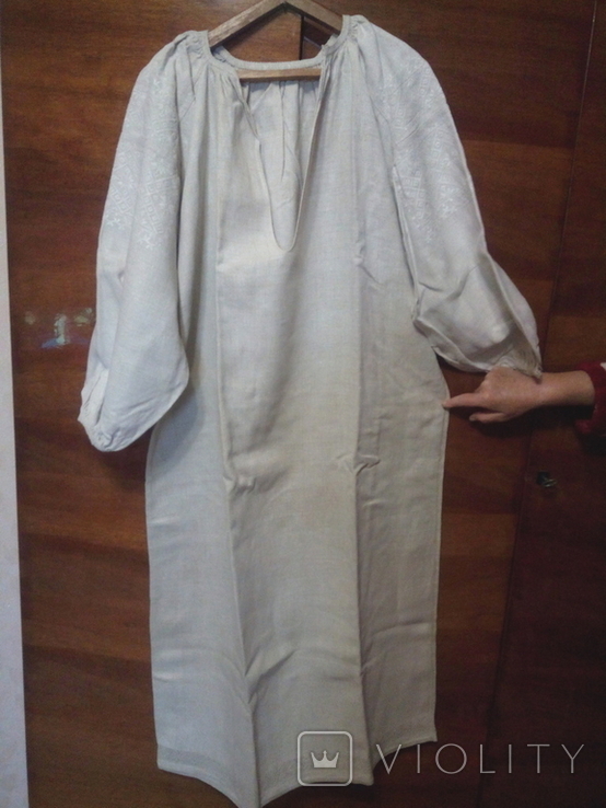 Старинная вышитая сорочка. Белая вышивка., фото №3