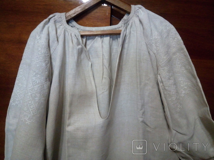 Старинная вышитая сорочка. Белая вышивка., фото №4