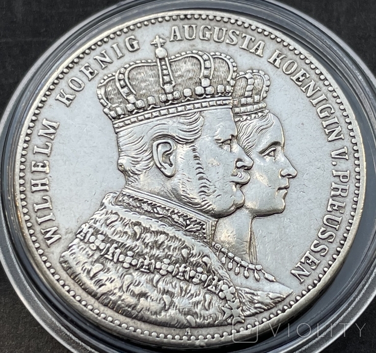 1 талер 1861 год. Пруссия. Коронация Вильгельма и Августы