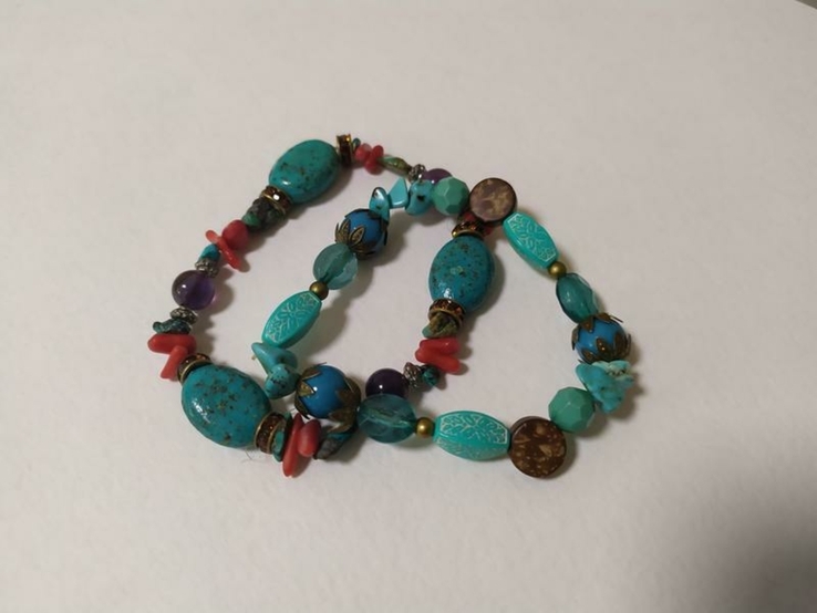 Набір браслетів з бірюзою Handmade з натуральним камінням, фото №2