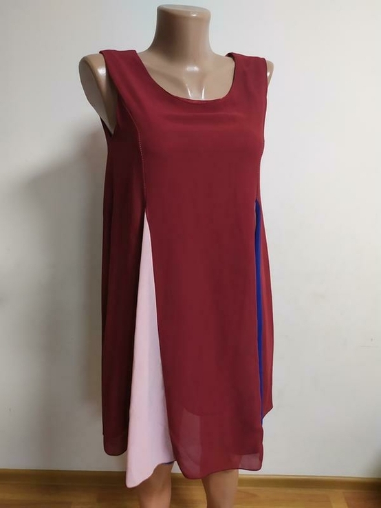 Стильное платье сарафан на подкладке бордо шифон, фото №3