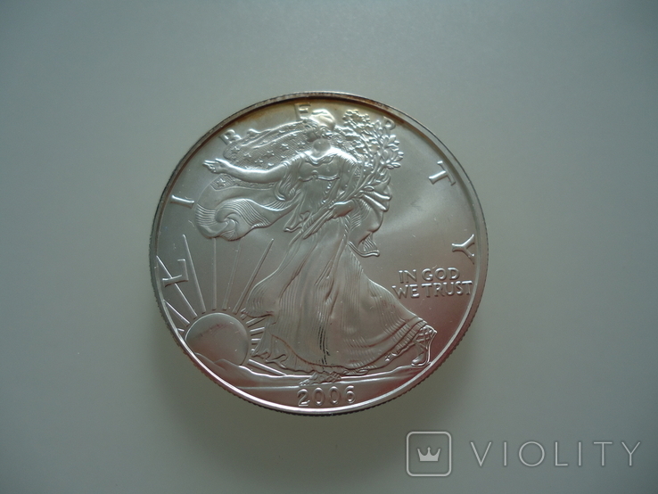 1 доллар 2006г, серебро 1 унция 31.1 грамм, фото №2