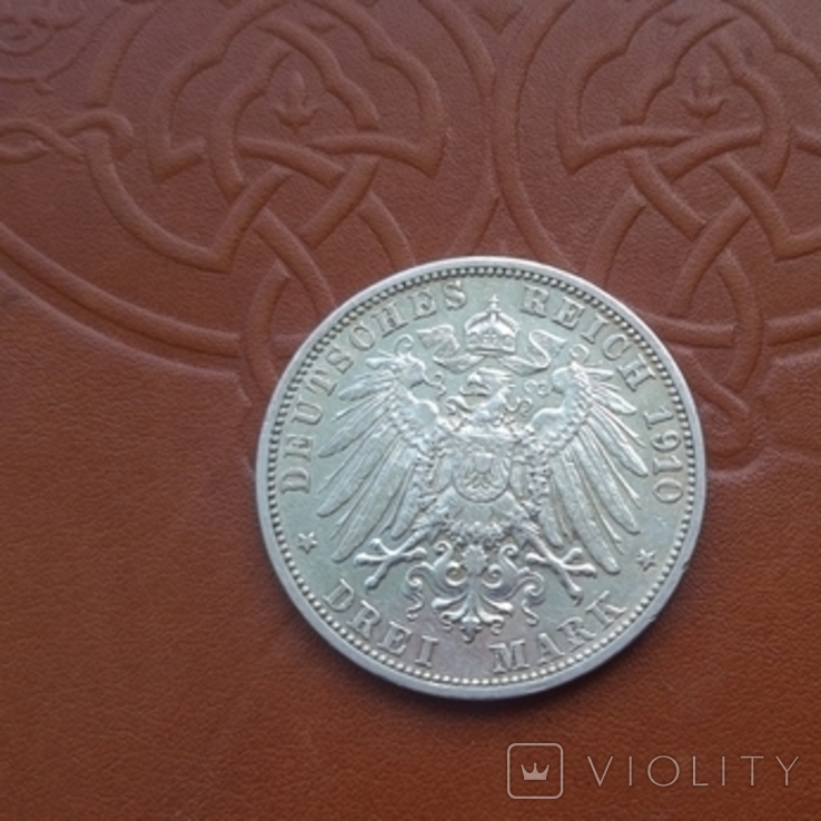 Німецька імперія 3 марки, 1910 Баден, фото №5