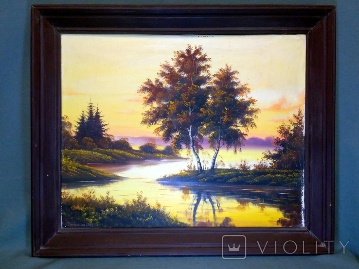 Painting Oil on canvas Signature 2001 Frames Wood 58 x 49 cm, photo number 2