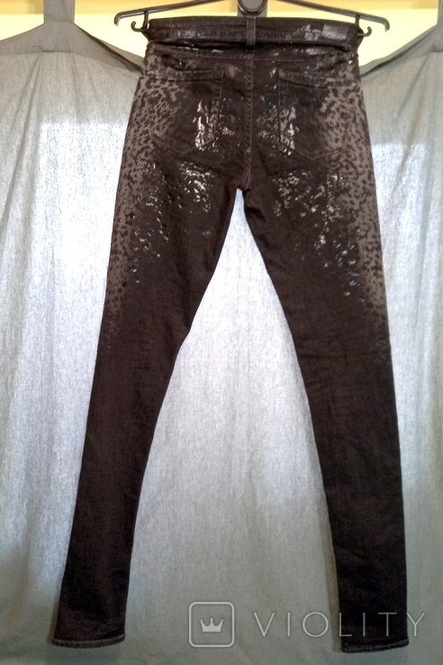 GUESS Жіночі джинси Чорний леопардовий принт худий Fit Італія, фото №5