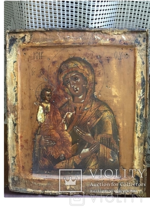 Икона Богородицы 17-18 века. Троеоучица Ковчежная. Палех, фото №3