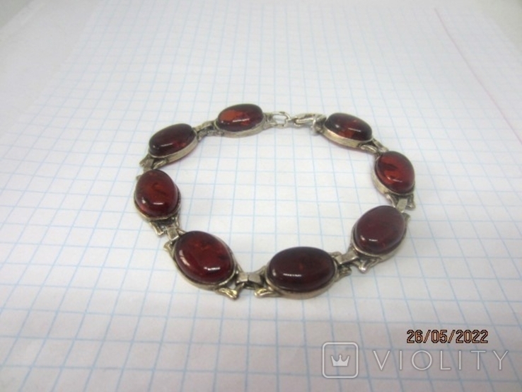 Bracelet silver 925 amber fused vintage