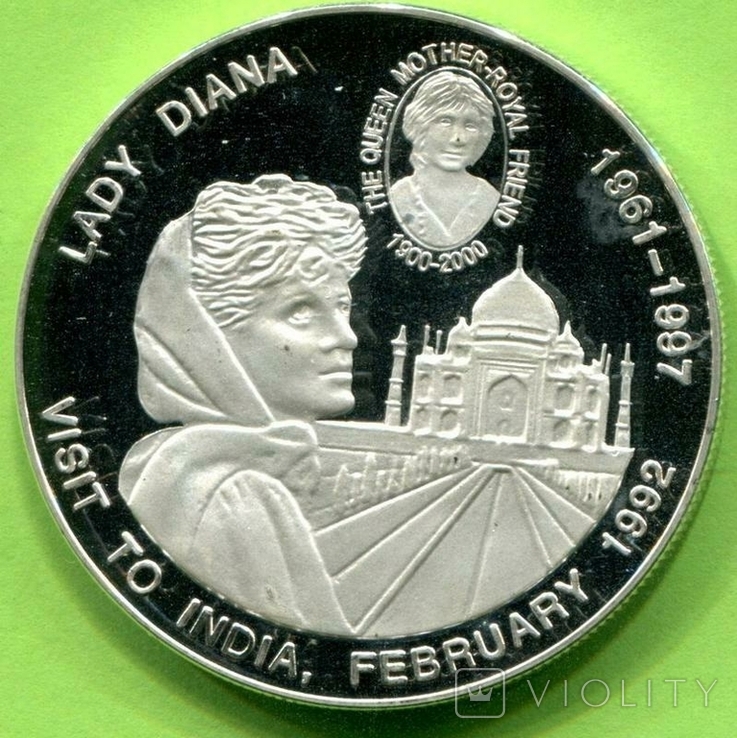  Конго 5 франков 2000 Диана визит в Индию в 1992, фото №2