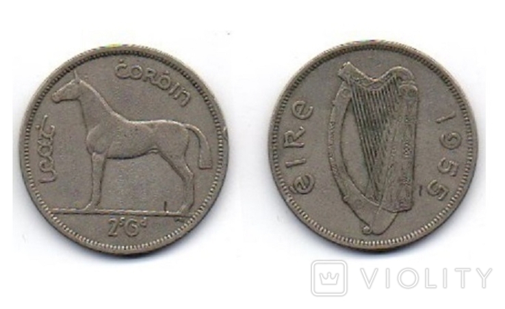 Ireland Ирландия - 1/2 Crown 1955 лошадь