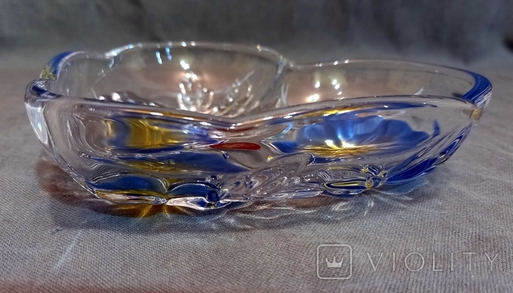 WALTHER GLAS Series Floral Fantasy Salad Bowls Colored Glass Germany 2 pcs One Lot, photo number 5