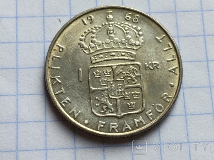 1 крона 1968 года Швеция серебро, фото №6