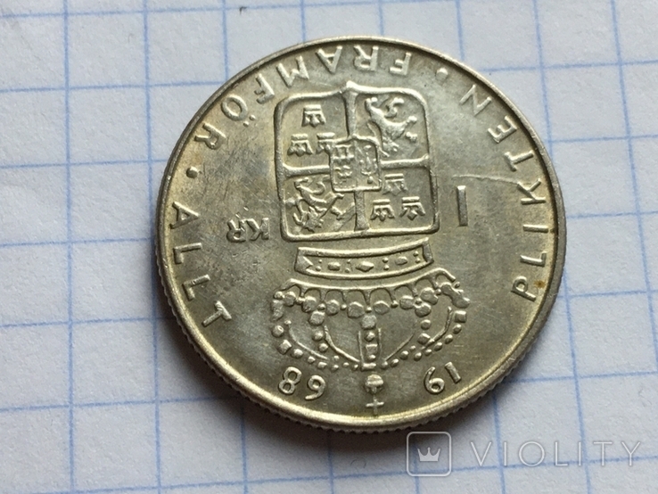 1 крона 1968 года Швеция серебро, фото №8