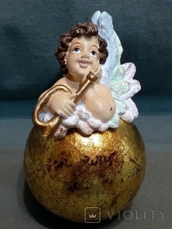 Старовинна новорічна іграшка Ангел на кулі Німеччина, фото №2