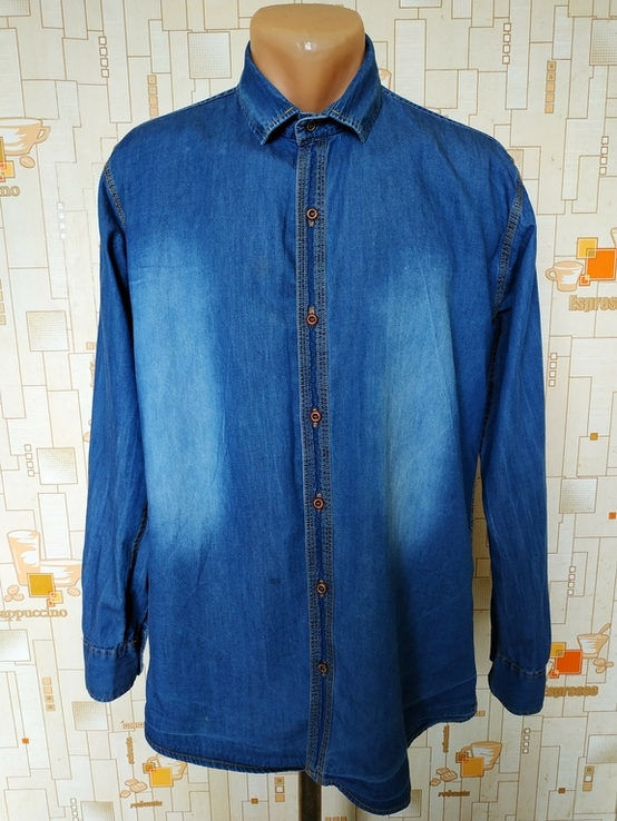 Рубашка джинсовая INDIAN BASICS p-p L (маломерит прибл. на S), numer zdjęcia 2