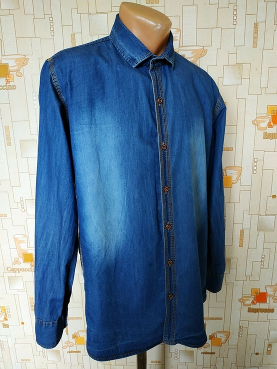 Рубашка джинсовая INDIAN BASICS p-p L (маломерит прибл. на S), numer zdjęcia 3