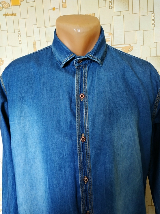 Рубашка джинсовая INDIAN BASICS p-p L (маломерит прибл. на S), numer zdjęcia 4