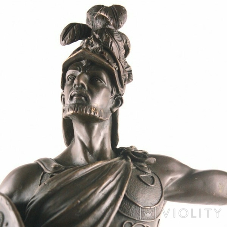 Статуя Римский воин с копьем и щитом. Antoine-Louis Barye. Большой. Франция., фото №3
