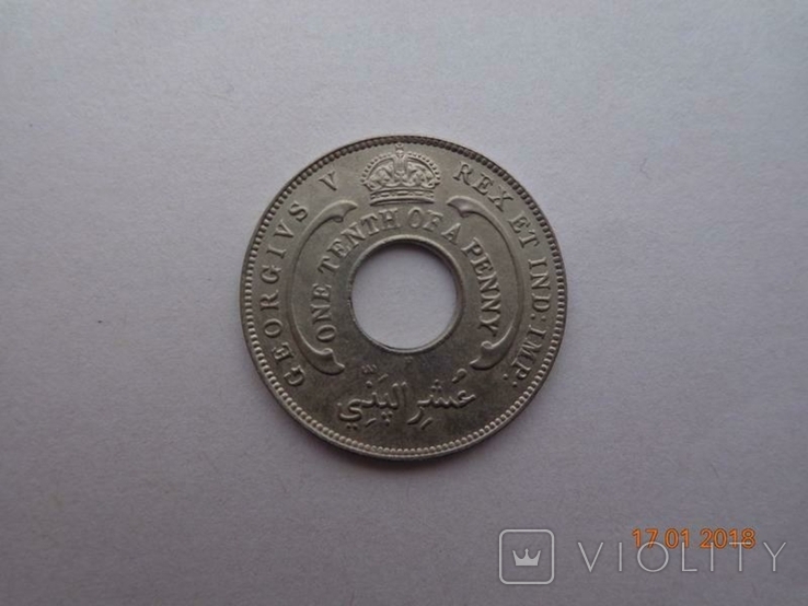 Британская Западная Африка 1/10 пенни 1919H George V (KM#7), фото №2