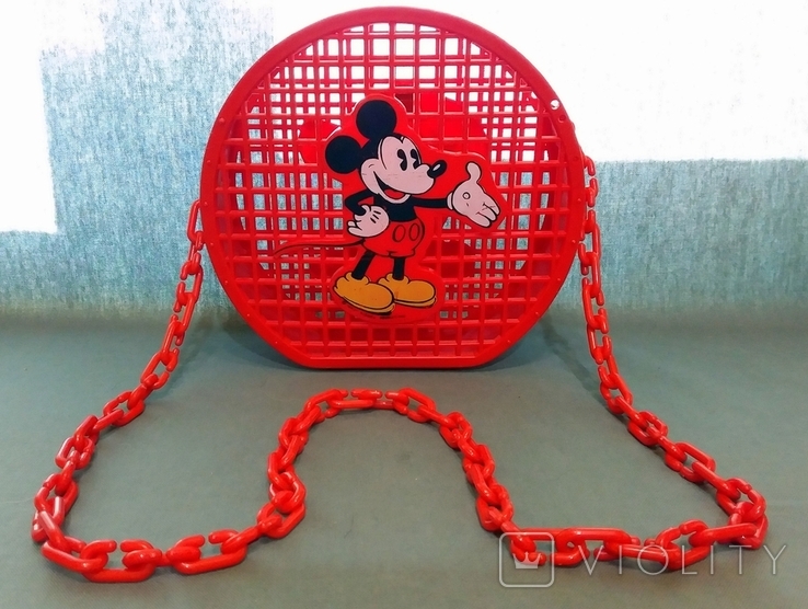 Дитяча сумка МІККІ МАУС Колючий пластик Поліетилен Disney Авторський знак Оригінал 1970-х років, фото №2