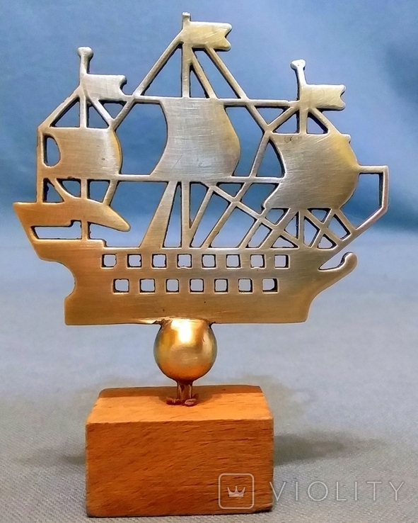  sailboat table souvenir USSR Leningrad copper brass wood