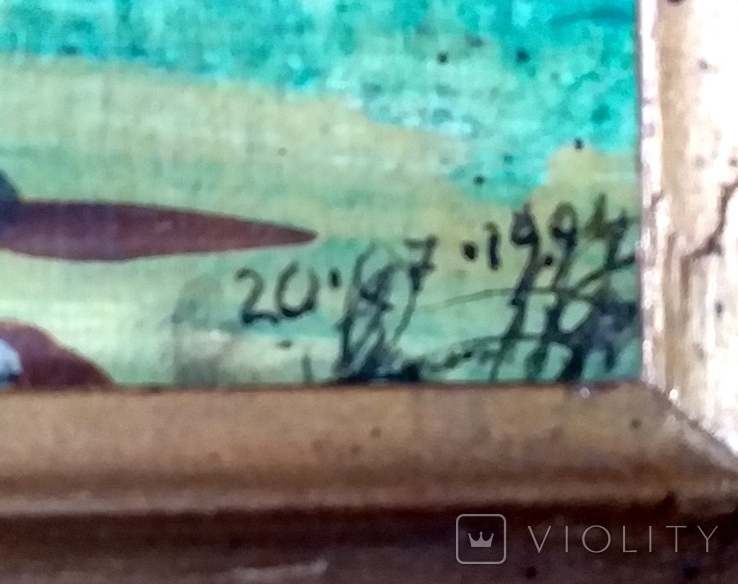 Картина олійними фарбами в дерев'яній рамі Signature 1994 40*33.5см, фото №3