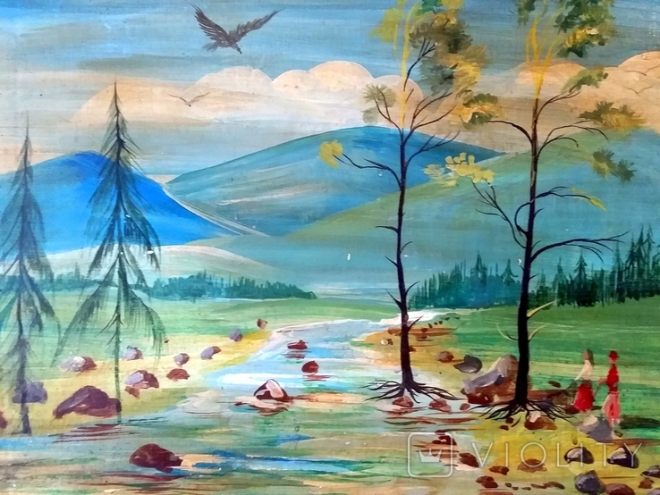 Картина олійними фарбами в дерев'яній рамі Signature 1994 40*33.5см, фото №4