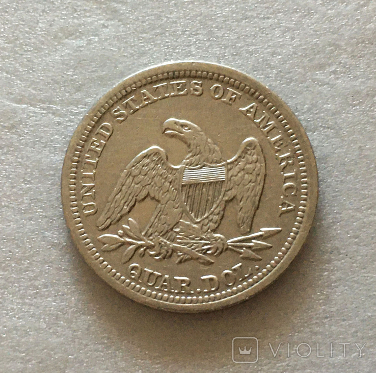 25 центов, 1857 г, США, серебро, фото №3