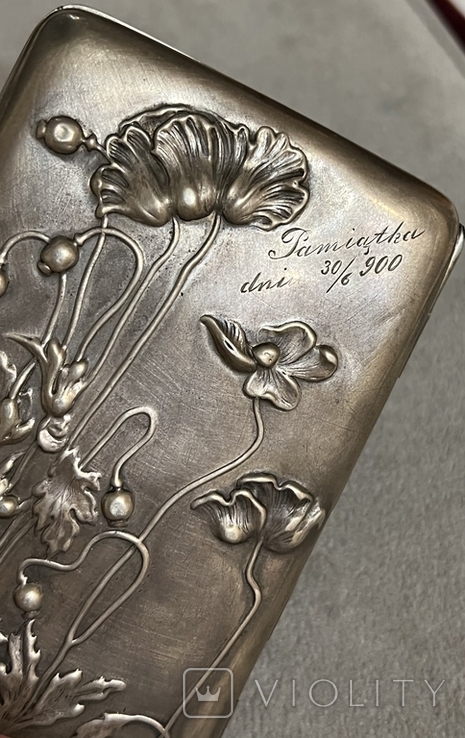 Антикварный дамский портсигар 1900года Ар Нуво, фото №4