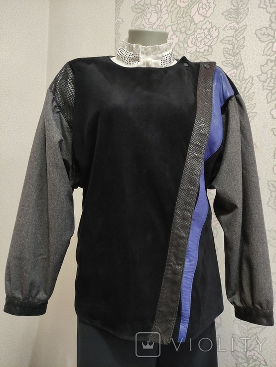 Munics Італія брендова вінтажна куртка косуха шкіра текстиль, фото №2