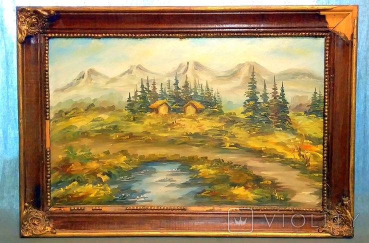 Antique painting oil on canvas signature, photo number 2