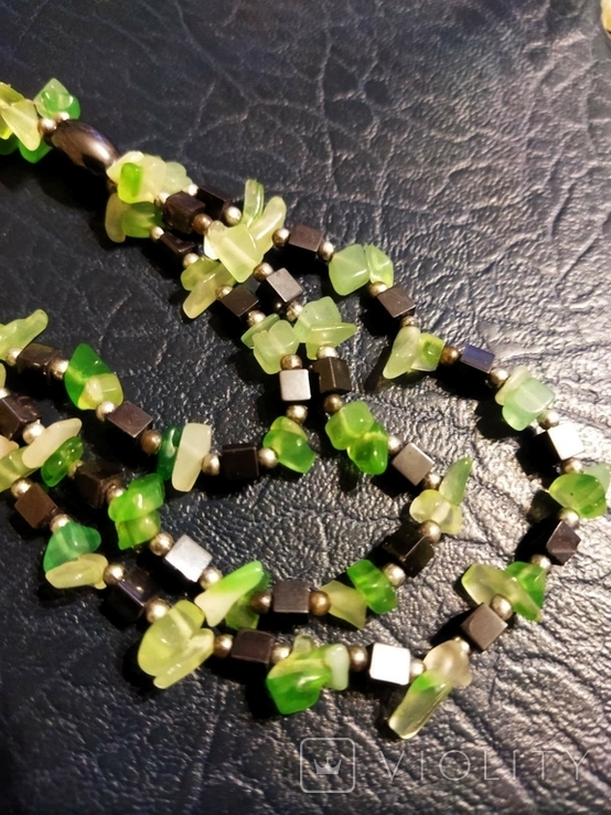 Green beads with black stone, photo number 3
