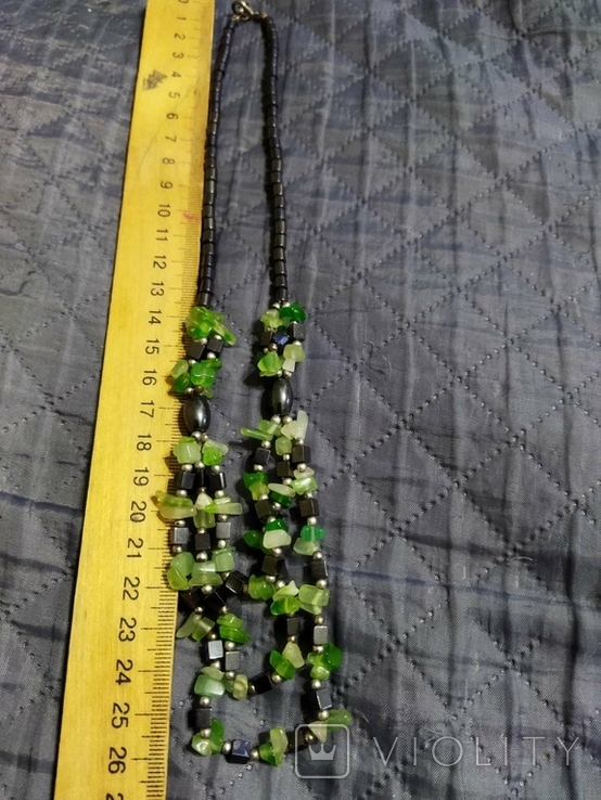 Green beads with black stone, photo number 5