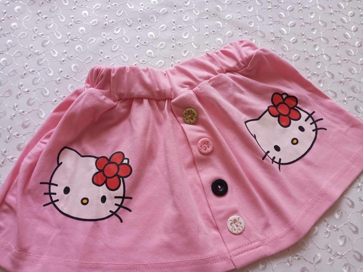 Летняя юбка на девочку розовая Китти 1-2г, фото №3