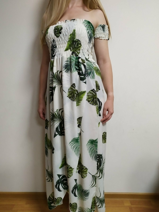 Terranova платье сарафан принт L открытые плечи, фото №3