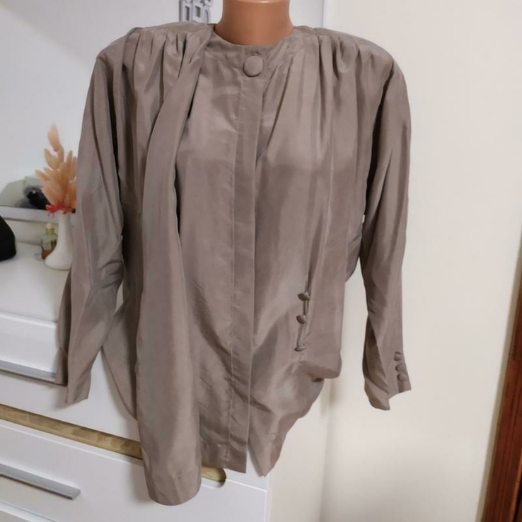 Шелковая рубашка бомбер винтаж madeleine блуза чистый шелк шовк, фото №4